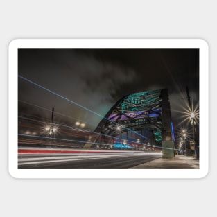 Tyne Bridge at night watching the traffic go by Sticker